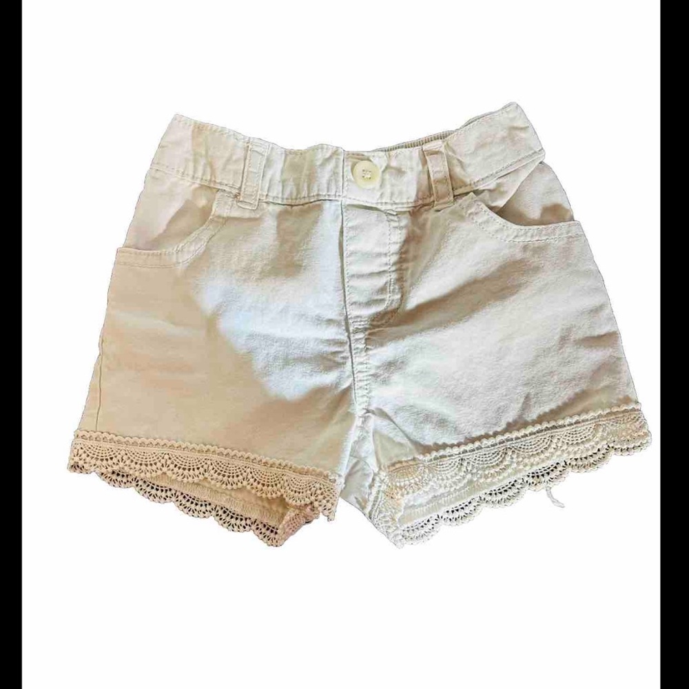 Garanimals- 100% Cotton- Beige/Khaki- Girls Shorts With Ruffles-Size 3T-Preowned